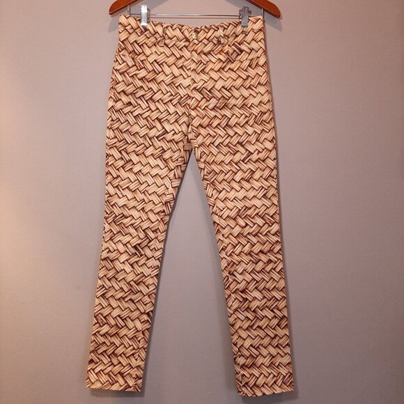 NEW Maurie + Eve Jolie Skinny Pants Jeans Weave Print US Size 4 Tan Cream - Picture 11 of 16